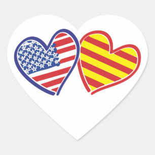 USA Katalonien Liebe Hearts Herz-Aufkleber