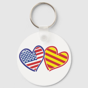 USA Katalonien Liebe Hearts Schlüsselanhänger