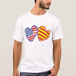 USA Katalonien Liebesherzen T-Shirt