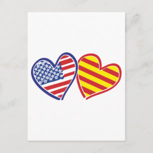 USA Katalonien Patriotische Liebe Herz Postkarte