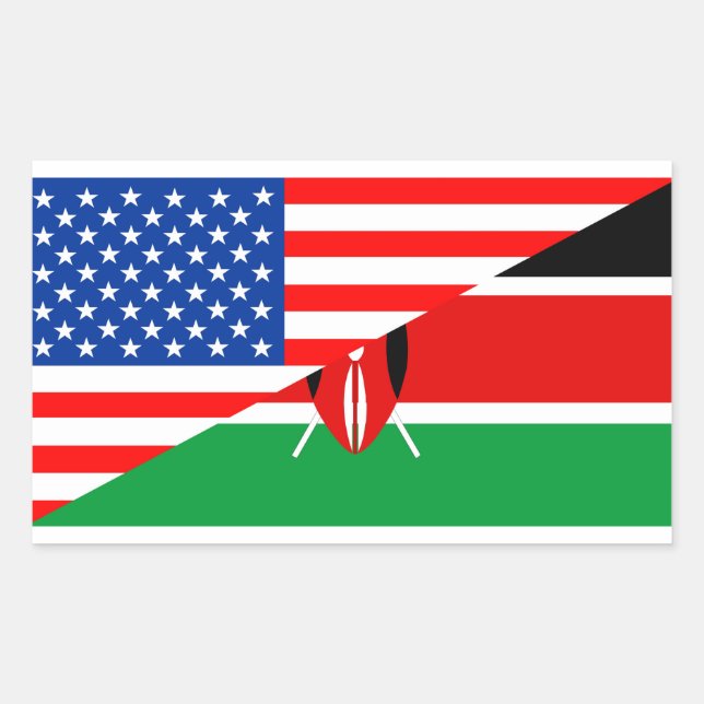 usa Kenia Land Halbfahne US-Symbol Rechteckiger Aufkleber (Vorderseite)