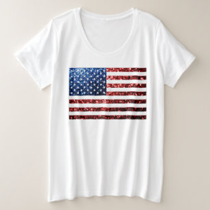 USA kennzeichnen die roten u. blauen Große Größe T-Shirt
