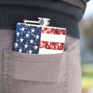 USA kennzeichnen die roten und blauen Flachmann