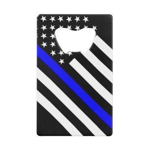 USA kennzeichnen dünnes Schwarzweiss-Blue Line Kreditkarten Flaschenöffner