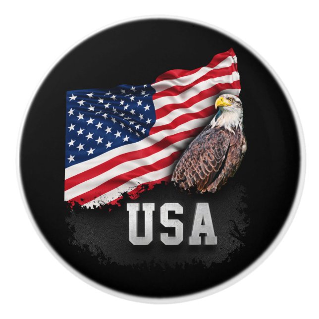 USA kennzeichnen mit Weißkopfseeadler Juli 4. Keramikknauf (Vorderseite)