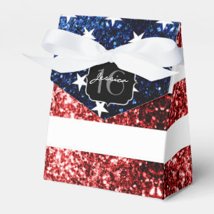 USA kennzeichnen roten blauen Glitzern-Glitter Geschenkschachtel