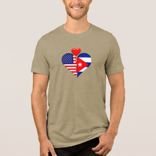 USA Kuba Herz Flaggen Spanisch Hispanisches Erbe Tri-Blend Shirt