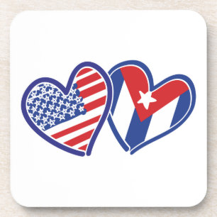 USA Kuba Liebe Hearts Getränkeuntersetzer
