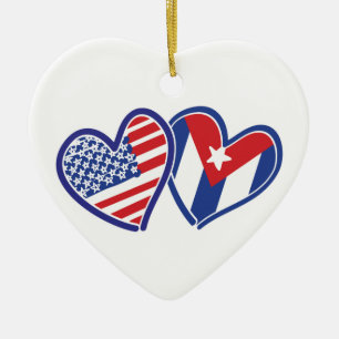 USA Kuba Liebe Hearts Keramikornament