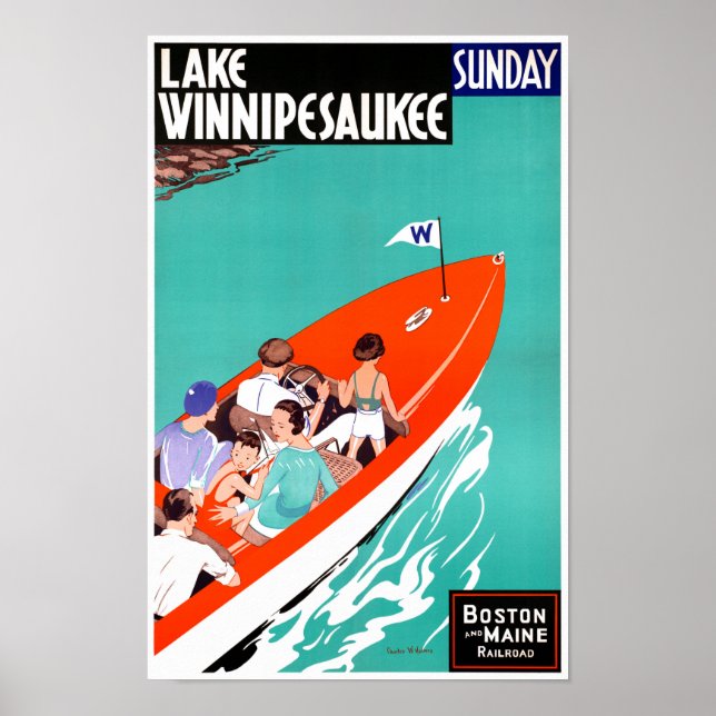USA Lake Winnipesaukee Restauriertes Vintage Poste Poster (Vorne)