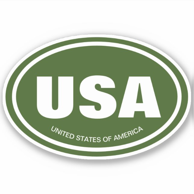 USA Ländercode Abkürzung Green Oval Vinyl Aufkleber (Vorderseite)