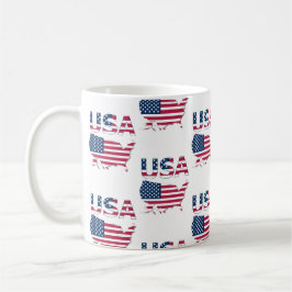 USA Lettering and Map Political Patriotic Kaffeetasse