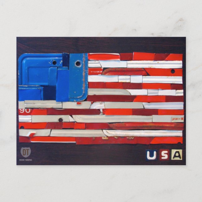 USA License Plate Art Flag Postcard Postkarte (Vorderseite)