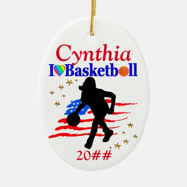USA LIEBE BASKETBALL PERSONALIZE CHRISTMAS ORNANAT KERAMIKORNAMENT (Vorne)