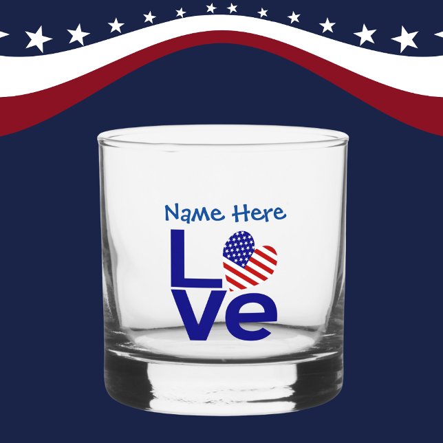 USA LIEBE Blue Personalisiert Whiskyglas (Von Creator hochgeladen)