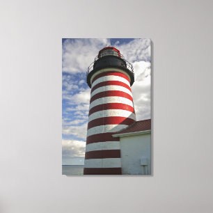 USA, Maine, Lubec. West Quoddy Head Leuchtturm Leinwanddruck