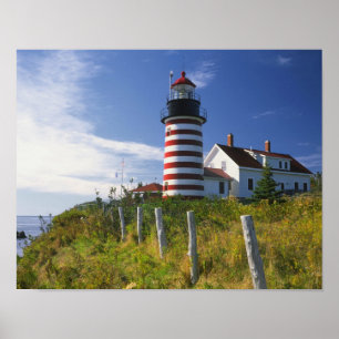 USA, Maine, Lubec. West Quoddy Head Leuchtturm Poster