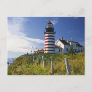 USA, Maine, Lubec. West Quoddy Head Leuchtturm Postkarte