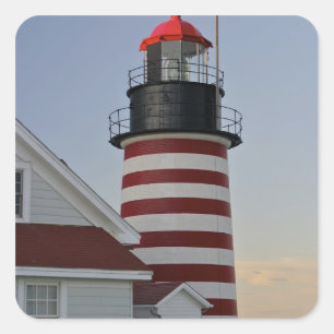 USA, Maine, Lubec. West Quoddy Head Leuchtturm, Quadratischer Aufkleber