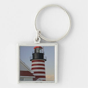 USA, Maine, Lubec. West Quoddy Head Leuchtturm, Schlüsselanhänger