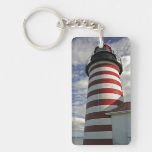 USA, Maine, Lubec. West Quoddy Head Leuchtturm Schlüsselanhänger