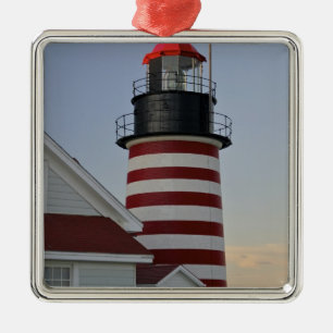 USA, Maine, Lubec. West Quoddy Head Leuchtturm, Silbernes Ornament