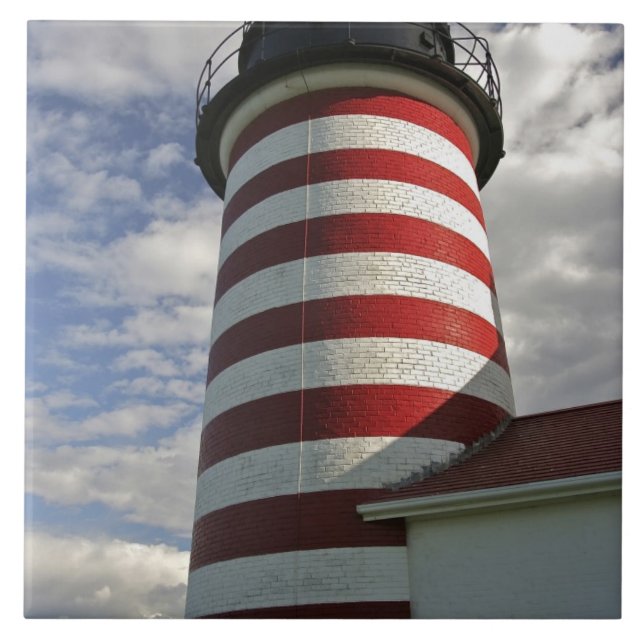 USA, Maine, Lubec. West Quoddy Head LIghthouse Fliese (Vorderseite)