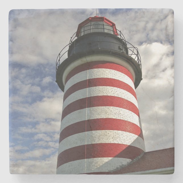 USA, Maine, Lubec. West Quoddy Head LIghthouse Steinuntersetzer (Vorderseite)