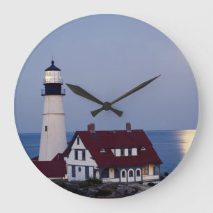 USA, Maine, Portland, Cape Elizabeth, Leuchtturm Große Wanduhr