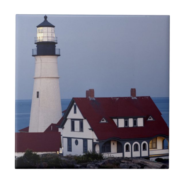USA, Maine, Portland, Cape Elizabeth, Lighthouse Fliese (Vorderseite)