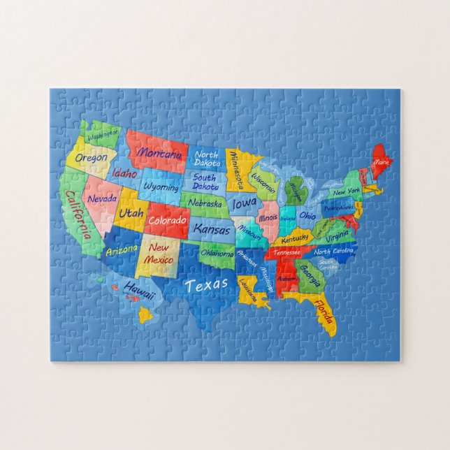 USA MAP Aquarellkunst Puzzle (Horizontal)