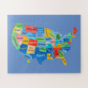 USA MAP Aquarellkunst Puzzle