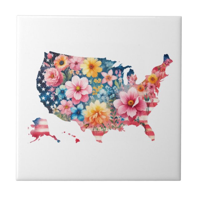 USA Map-Blume Fliese (Vorderseite)