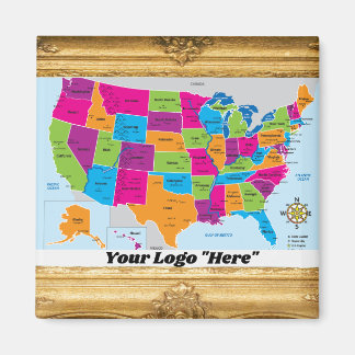 USA Map Design Magnet