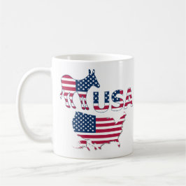 USA Map Flag Demokratisches Party Donkey Political Kaffeetasse