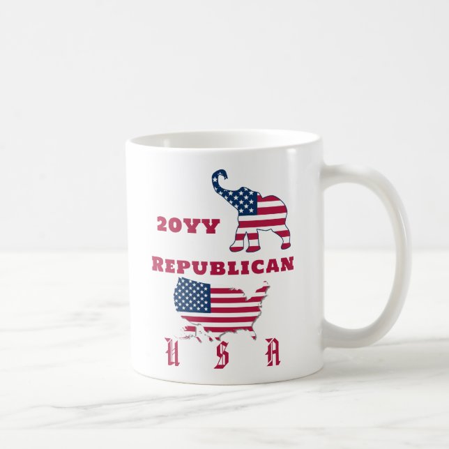 USA Map republikanisches Party Elephant bei der Fl Kaffeetasse (Rechts)