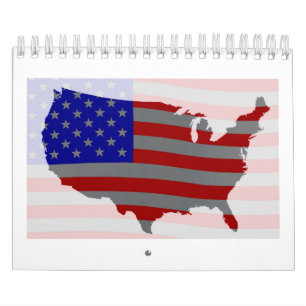 USA Map Silhouette und Flag Kalender