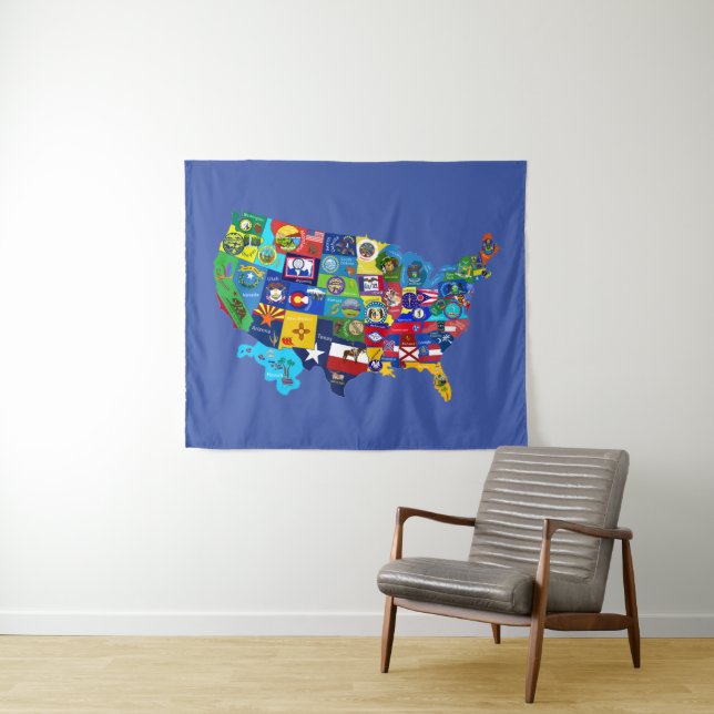 USA Map Tapestry Wandteppich (Beispiel (Horizontal))