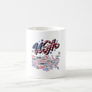 USA Map U.S. Staaten Amerika Kaffeetasse