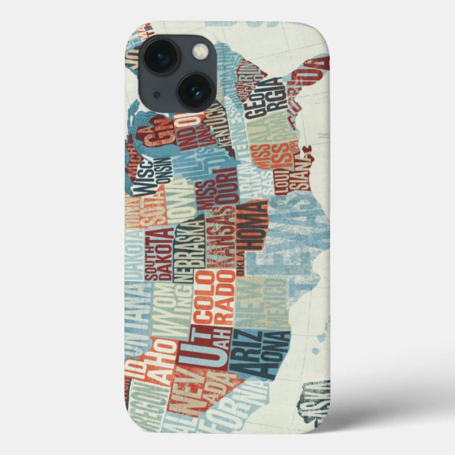 USA Map with States in Words Case-Mate iPhone Hülle (Rückseite)