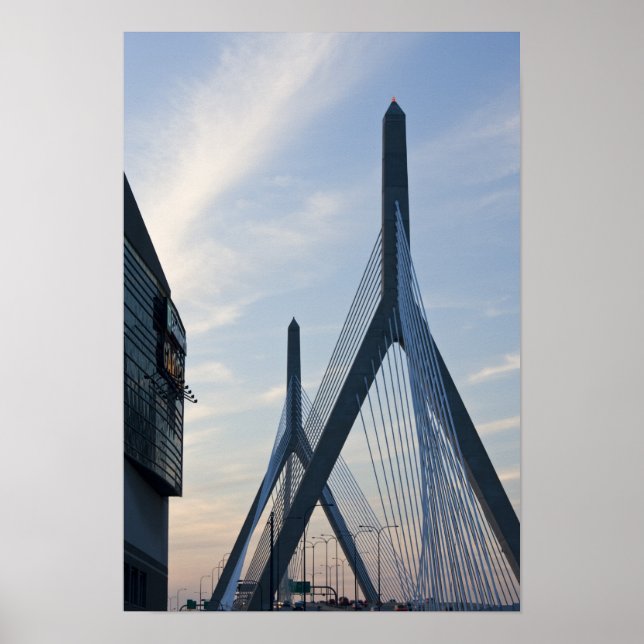USA, Massachusetts, Boston. Die Zakim-Brücke. 2 Poster (Vorne)