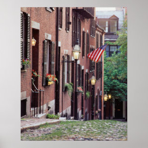 USA, Massachusetts, Boston, Häuser entlang Eichel Poster
