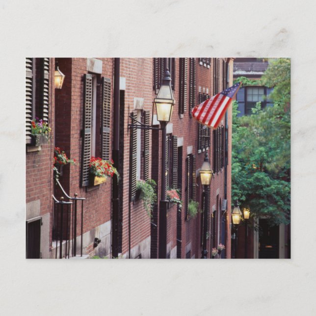 USA, Massachusetts, Boston, Häuser entlang von Aco Postkarte (Vorderseite)