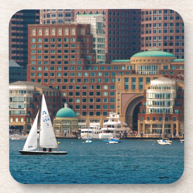 USA, Massachusetts. Boston Waterfront Skyline 2 Getränkeuntersetzer (Vorderseite)