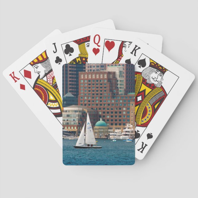 USA, Massachusetts. Boston Waterfront Skyline 2 Spielkarten (Rückseite)
