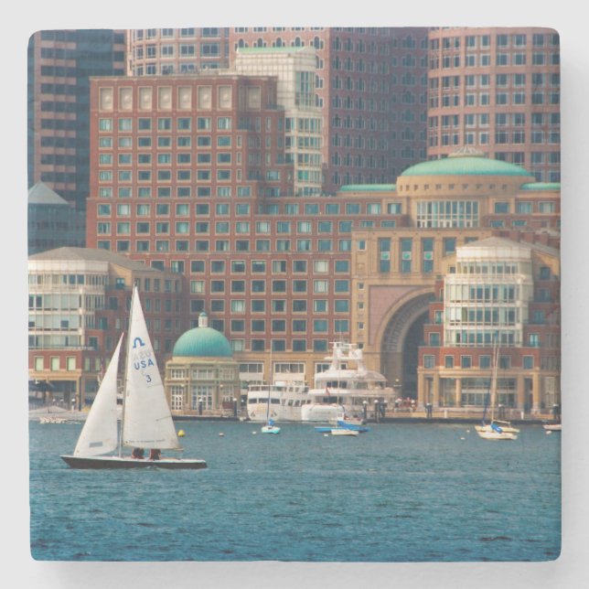 USA, Massachusetts. Boston Waterfront Skyline 2 Steinuntersetzer (Vorderseite)