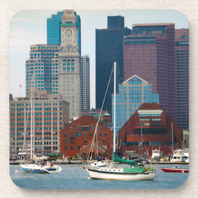 USA, Massachusetts. Boston Waterfront Skyline Getränkeuntersetzer (Vorderseite)