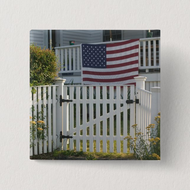 USA, Massachusetts, Gloucester: Patriotischer Zaun Button (Vorderseite)