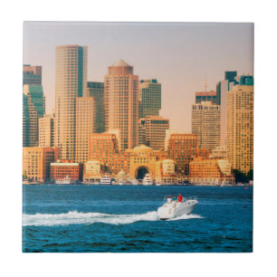 USA, Massachusetts. Panorama der Bostoner Uferprom Fliese