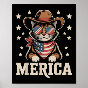 USA Merica Katze 4. Juli Männer Frauen Kinder Funn Poster